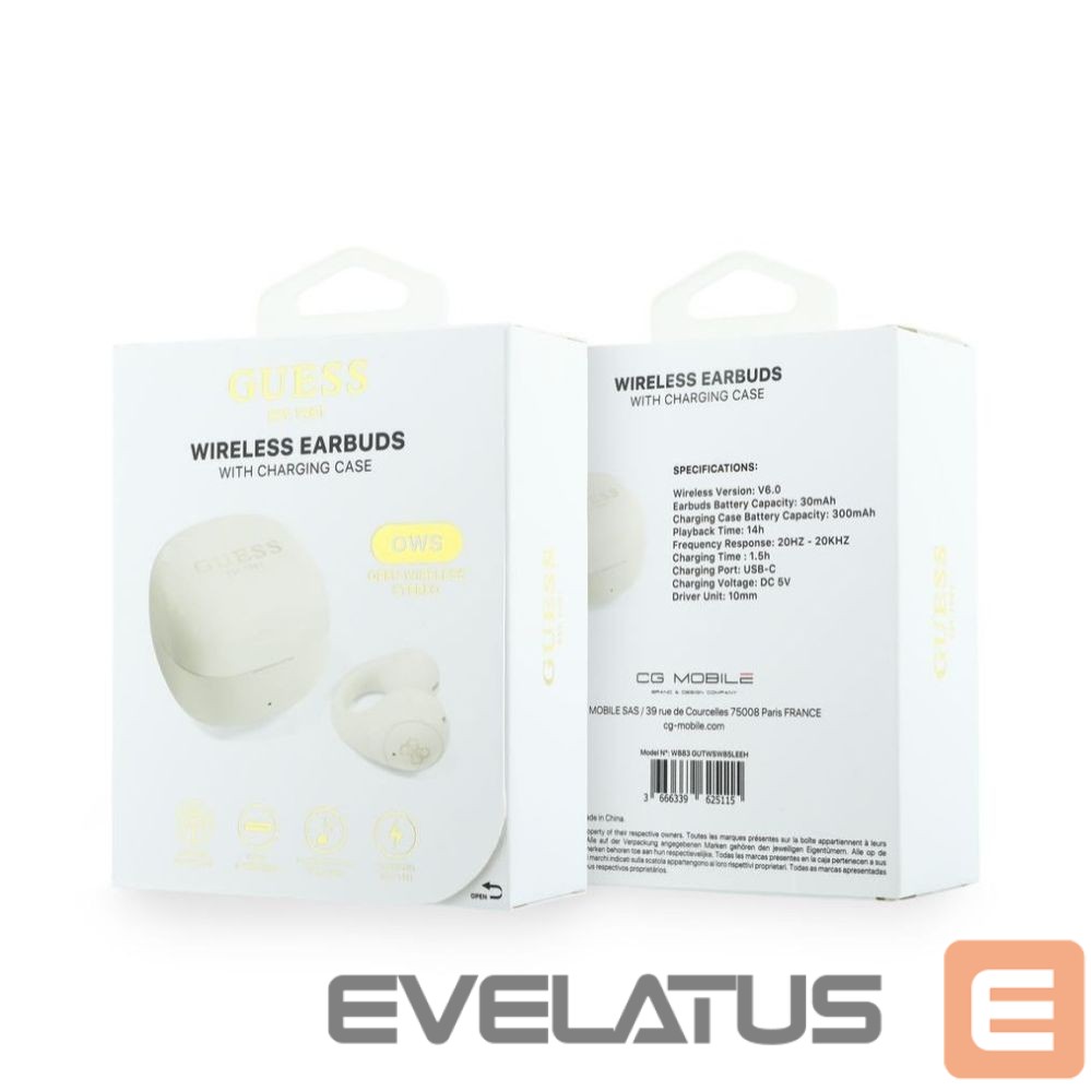 Bezvadu austiņas Guess Mini Classic Logo OWS Wireless Earphones White