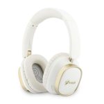 Bezvadu austiņas Guess  Rectangle Metal Script Logo ENC Wireless Headphone White