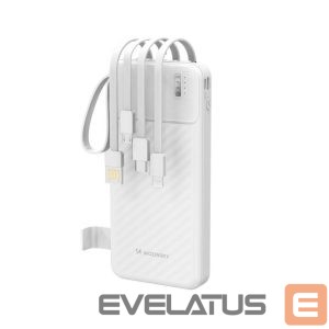 Ārējais akumulators Wozinsky  W11-W 10000mAh 10W Powerbank with Built-in Cables and Flashlight White