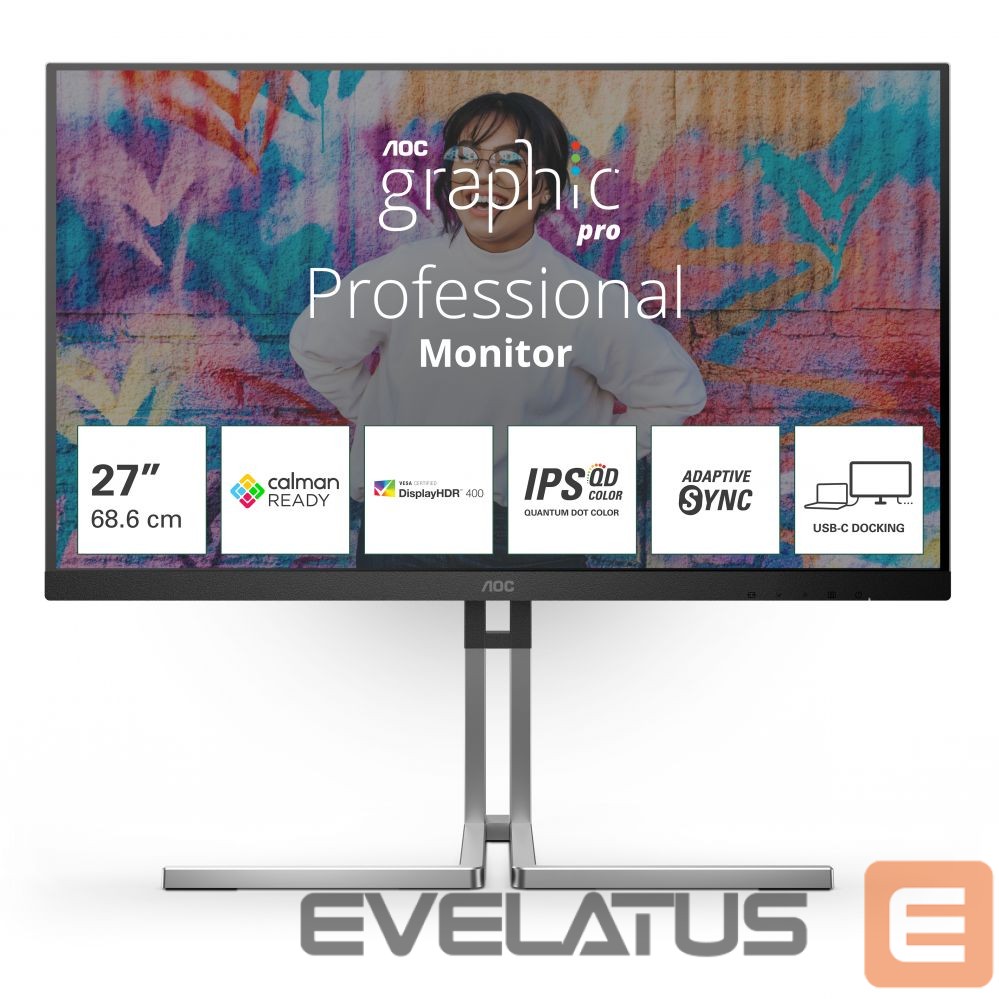 Monitors AOC Q27U3CV 27" IPS 2560x1440/16:9/420cd/m2/4ms DP HDMI USB |