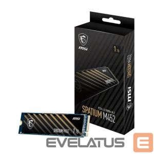 Cietais disks SSD MSI  SSD||300xTBW rating|MTBF 1500000 h|Read speed 3600 MB/s|Write speed 3100 MB/s|NVMe Yes|PCI Express 4.0|M.2|1000 GB|SPATIUM M452|S78-440L970-P83 