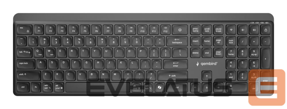 Datora tastatūra Gembird KEYBOARD WRL SLIM 2.4G+BT US/KB-WPS-03