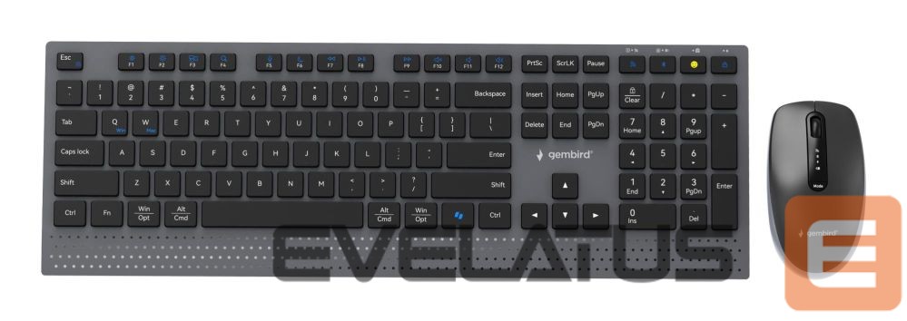 Datora tastatūra Gembird KEYBOARD +MOUSE WRL ENG/BK KBS-WPS-02