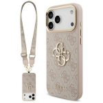 Aizmugurējais vāciņš Guess  Guess 4G Big 4G Classic Logo Big Strap Metal Buttons Case for iPhone 17 Pro Max - Pink 