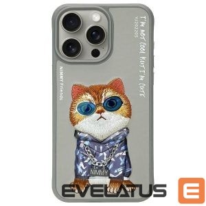 Citas preces Nimmy  Nimmy Glasses Cool Cat Case for iPhone 15 Pro - Gray 