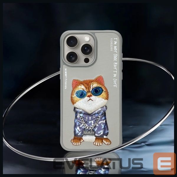 Citas preces Nimmy Nimmy Glasses Cool Cat Case for iPhone 15 Pro - Gray