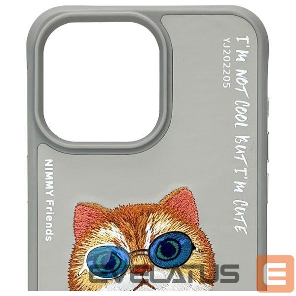Citas preces Nimmy Nimmy Glasses Cool Cat Case for iPhone 15 Pro - Gray