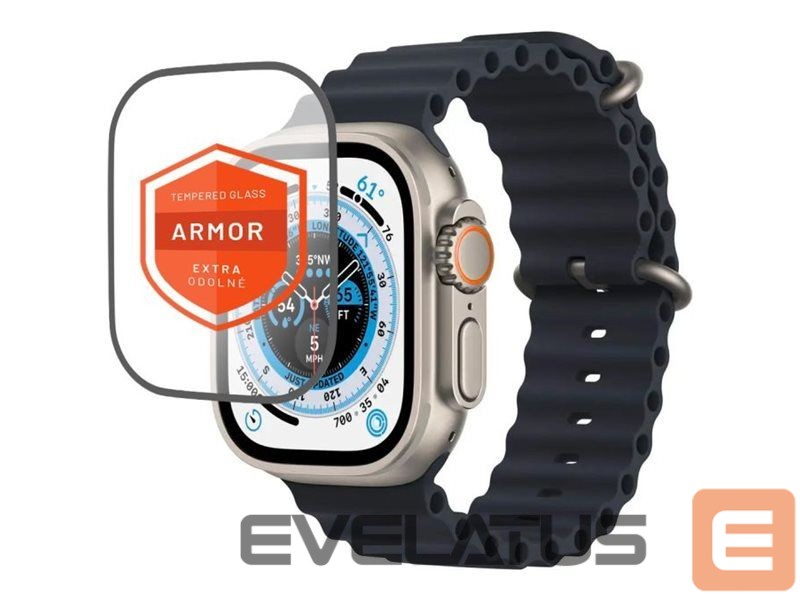 Siksniņa fixed | Armor Tempered Glass for Apple Watch Ultra 49mm/Ultra 2 49mm | Black